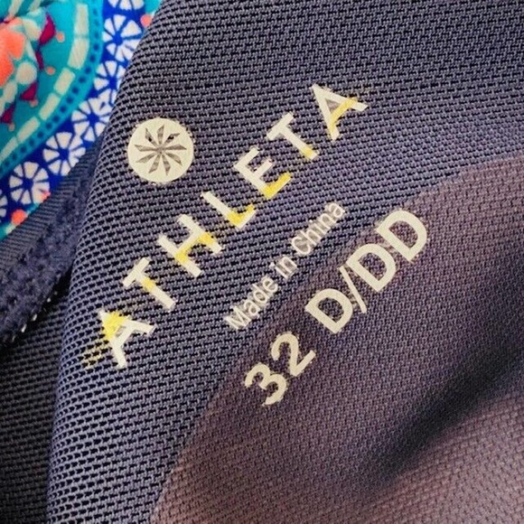 NWT Athleta $84 32D/DD Fiji Blousy Blue Pink Print Padded UPF 50+ Tankini Top - Picture 12 of 14